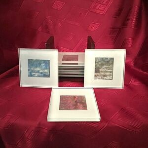 6 glass coasters with decorative changeable inserts Claude Monet art